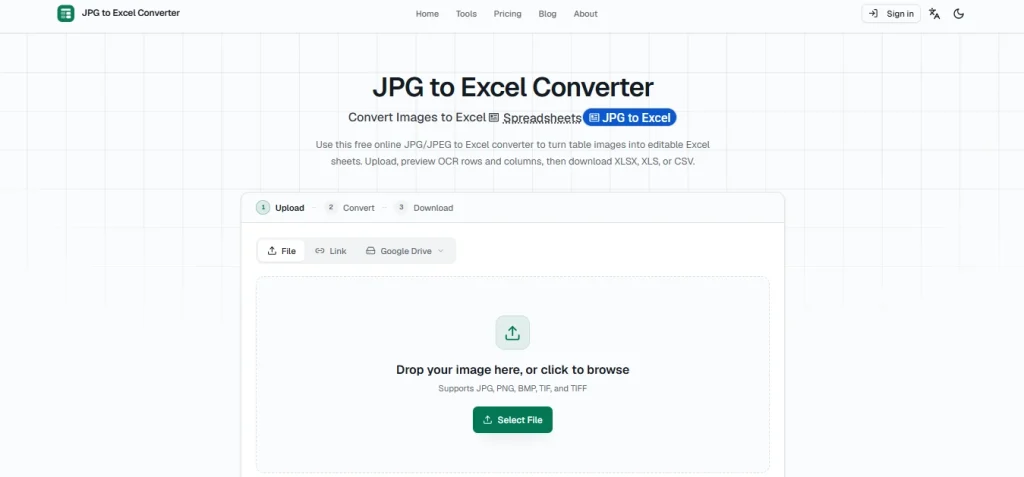 JPG to Excel Converter