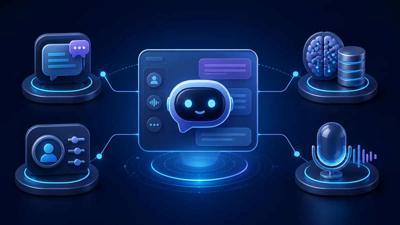 Conversation, memory, personality and voice features in an AI companion