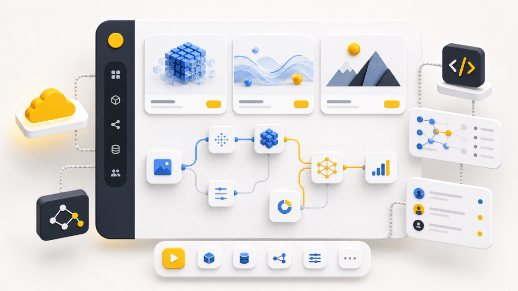 Hugging Face Spaces machine learning app hosting illustration