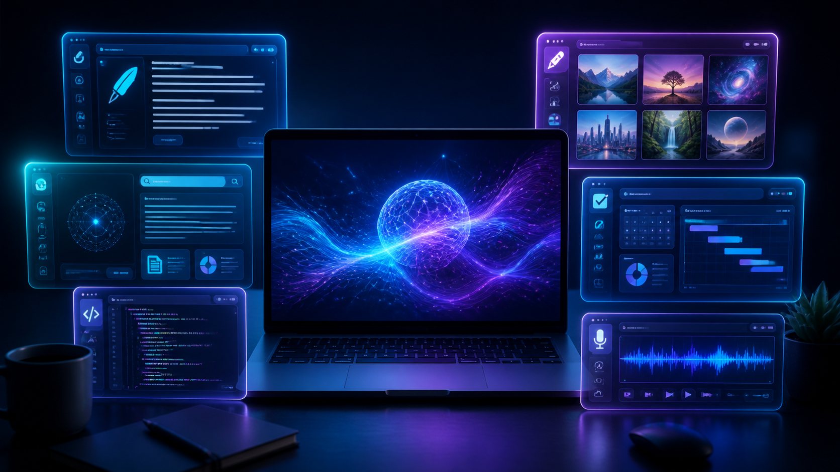 Free AI applications for writing, research, images, coding and audio