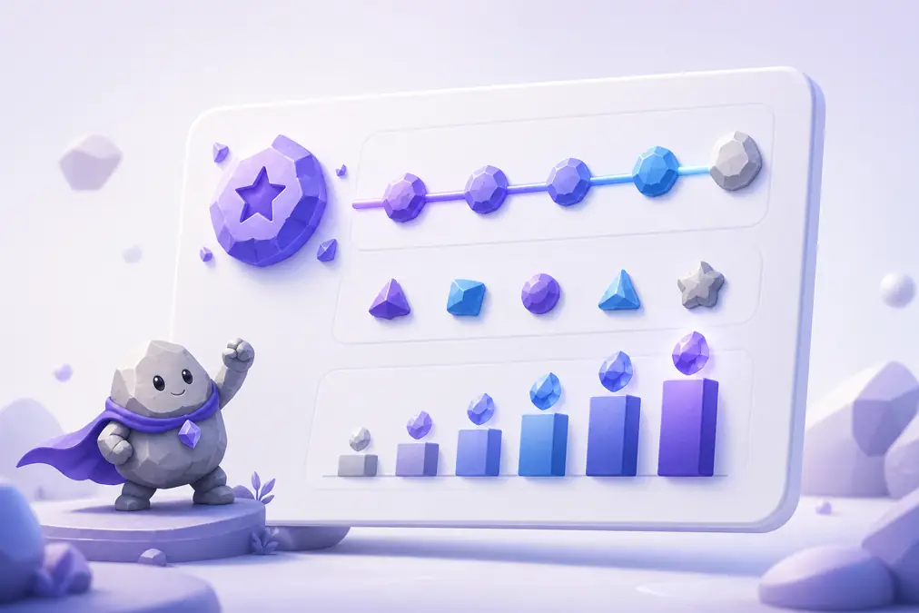 Abstract score and progression illustration for a creative word game